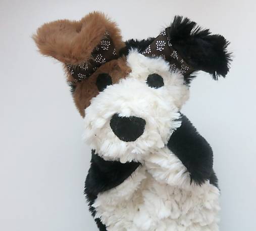 Maňuška psík chlpatý - Čiernobiely s hnedým fliačikom