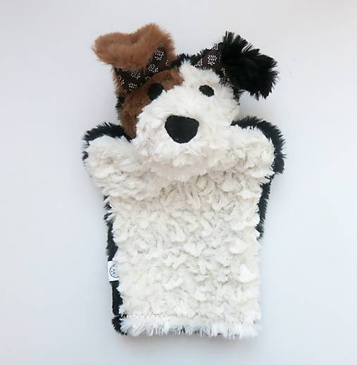 Maňuška psík chlpatý - Čiernobiely s hnedým fliačikom