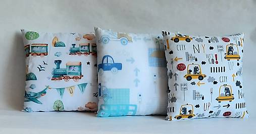 Detský textil - Vankúšik-mini  (žlté autá s medveďom) - 17921796_