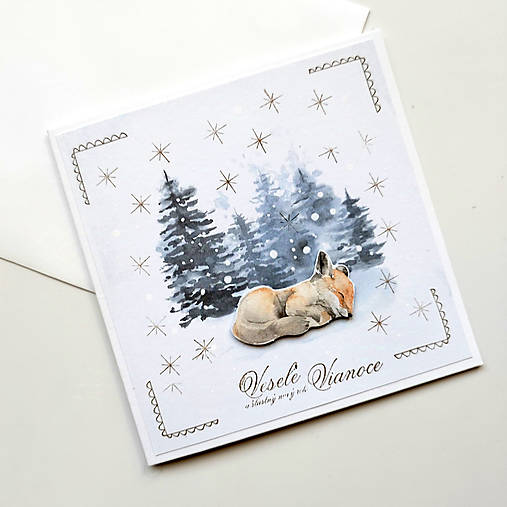 Papiernictvo - VIANOČNÁ POHĽADNICA - "Líška v zime" - Pozdrav - 17918333_
