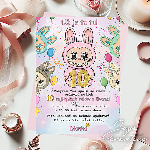 LABUBU Pozvánka na narodeniny  (vzor 1)