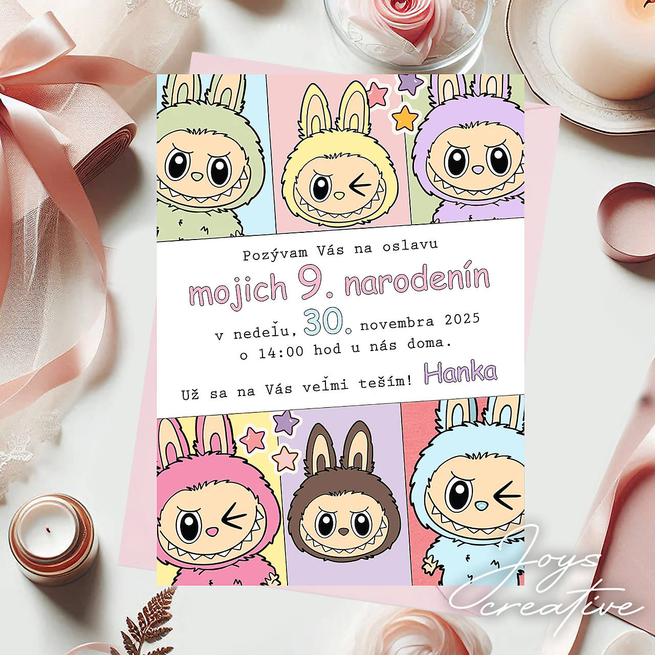 LABUBU Pozvánka na narodeniny  (vzor 2)