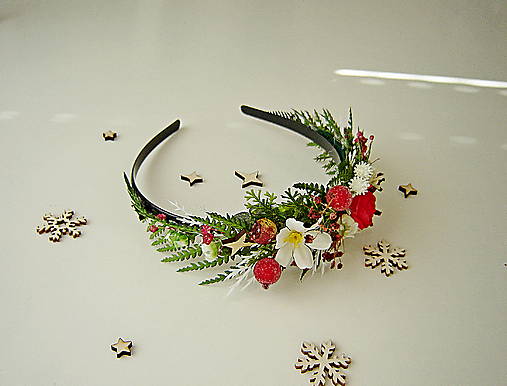 Ozdoby do vlasov - Dívčí čelenka vánoční - 17919277_