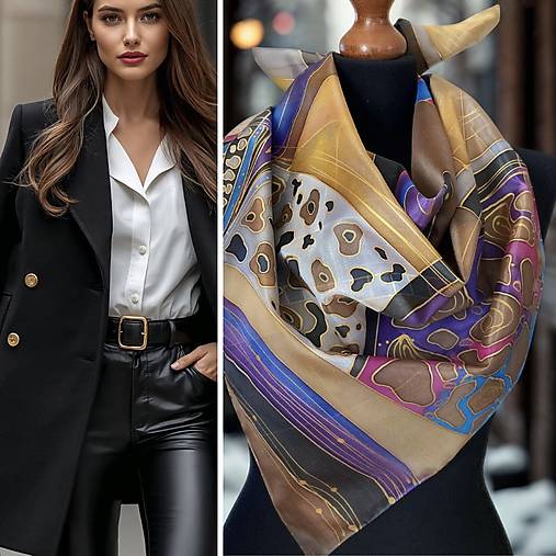 Šatky - Hodvábna Geometrická … - 17918396_