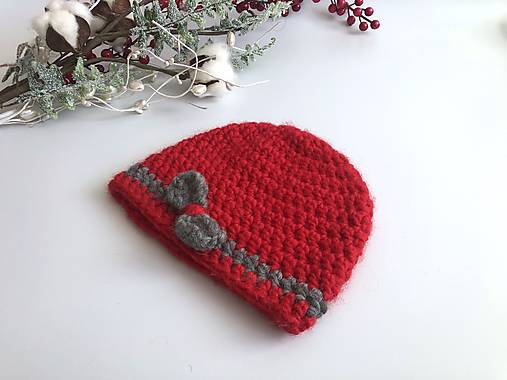 Detské čiapky - Červená čiapočka 3-6mesiacov - 17918481_