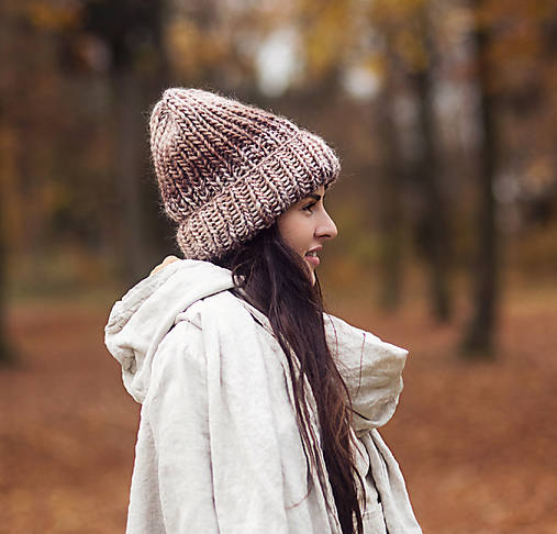 Čiapky, čelenky, klobúky - Čepka vlněná Béžovohnědá - 17921430_