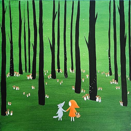 Jesenným lesom na huby, originál 40x40