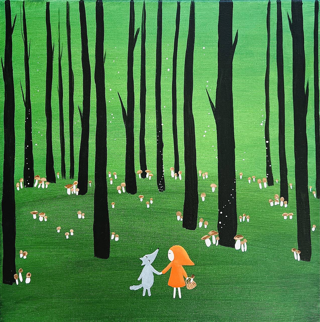 Jesenným lesom na huby, originál 40x40