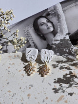 Náušnice - Kvetinový sen (Biele so zlatými detailami) - 17921665_