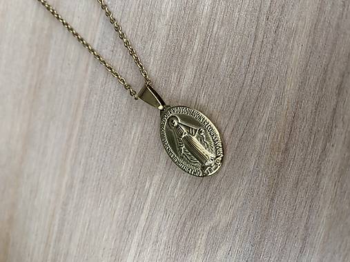 Náhrdelníky - retiazka s medailónom Panny Márie -  oceľ - 17920721_