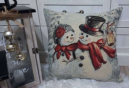 Úžitkový textil - Vianočná gobelínová obliečka,,snehuliak" (A) - 17922071_
