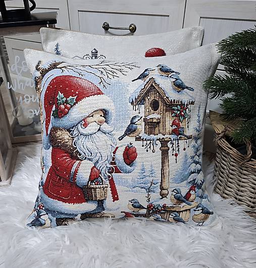 Úžitkový textil - Vianočná gobelínová obliečka,,santa" (D) - 17922076_