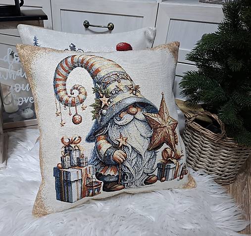 Úžitkový textil - Vianočná gobelínová obliečka,,trpaslíci" (B) - 17922170_