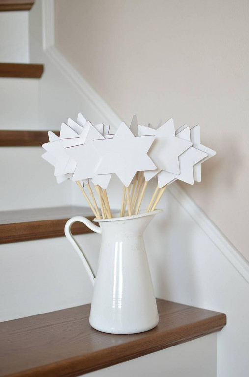 Dekorácie - Biela hviezda zápich - 17923589_