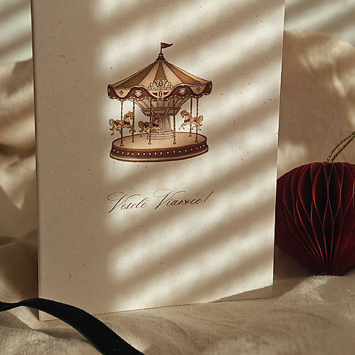 Papiernictvo - Otváracia vianočná pohľadnica - Kolotoč - 17923930_