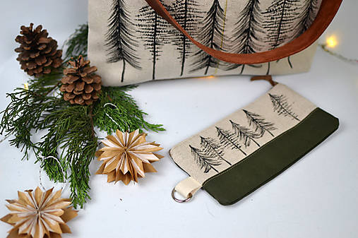 Taška (bavlna, ľan, koža) stromy green II