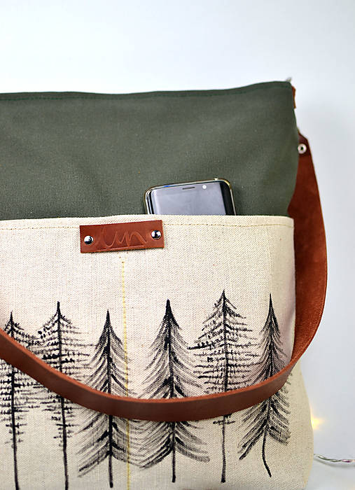 Taška (bavlna, ľan, koža) stromy green II
