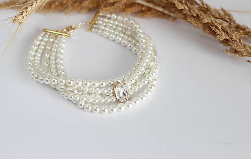 Perlový choker Júlia s krištáľom (Číry krišťáľ (Crystal))