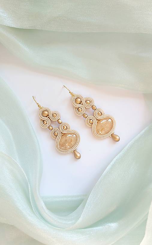 Náušnice - Elegancia I - Ručne šité šujtášové náušnice - Soutache earrings - 17923447_
