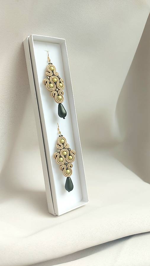 Náušnice - Rustic Elegance ll - Ručne šité šujtášové náušnice - Soutache earrings - 17923542_