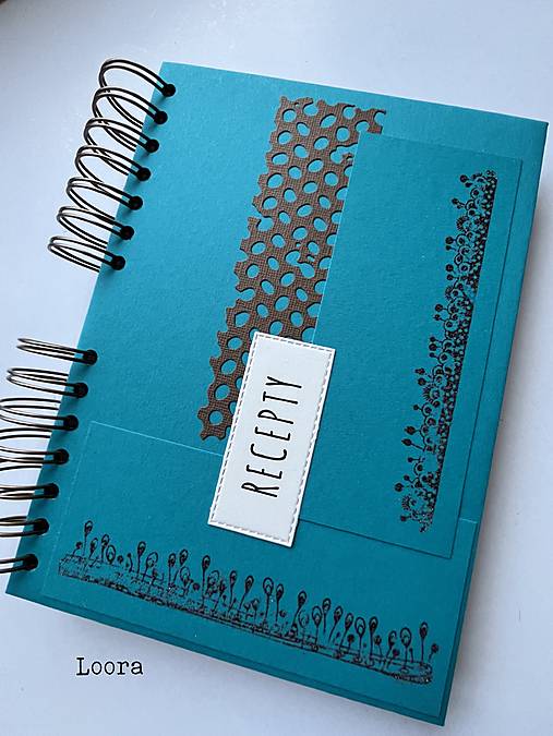 Papiernictvo - Receptár Tyrkysová/hnedá A5 - 17924530_