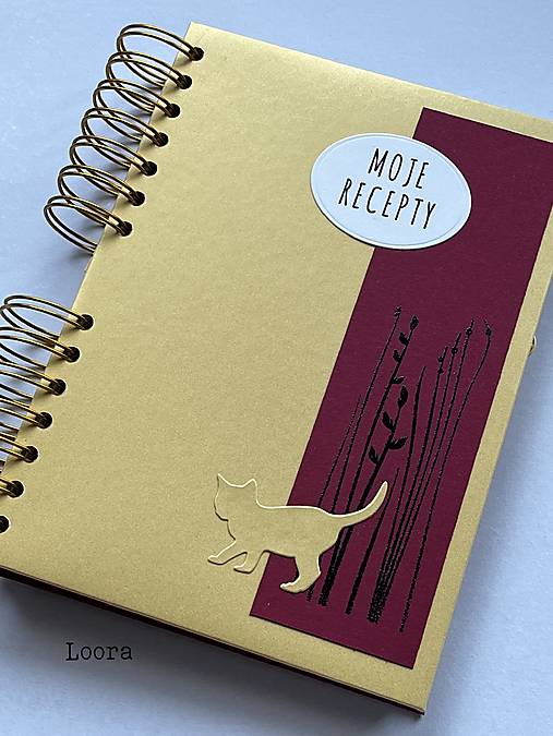 Papiernictvo - Receptár Zlatá/bordová A5 - 17924710_
