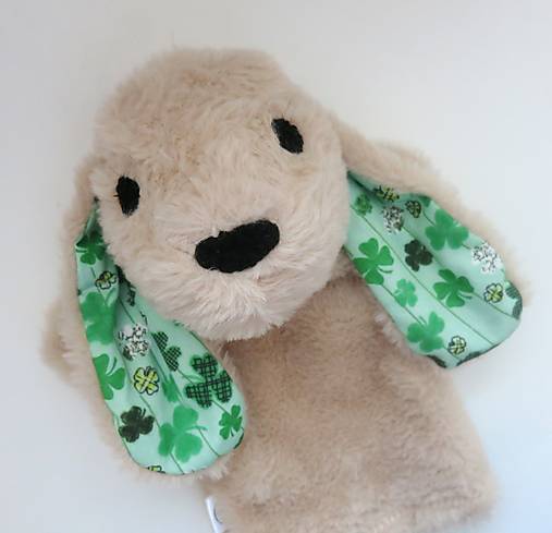 Maňuška zajko huňatý - Béžový s ďatelinkovými uškami