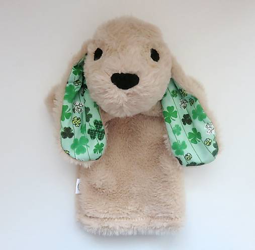 Maňuška zajko huňatý - Béžový s ďatelinkovými uškami