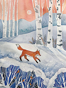 Obrazy - Originál ilustrácia V zimnom lese - 17925324_