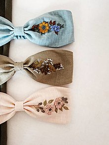 Ozdoby do vlasov - Vyšívaná ľanová turbanová čelenka  - 17922196_