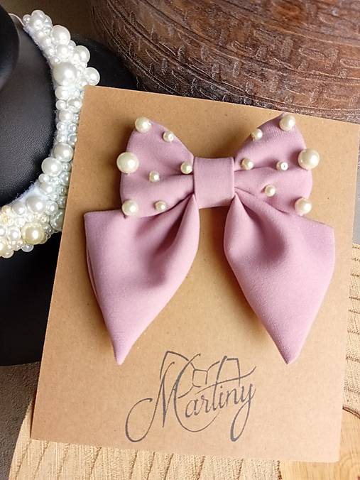 Ozdoby do vlasov - Mašľa do vlasov s perlami - 17922727_