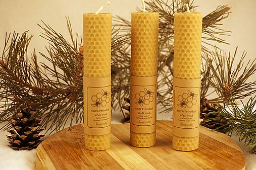 Sada 3 kusov Ručne stáčaných vysokých sviečok