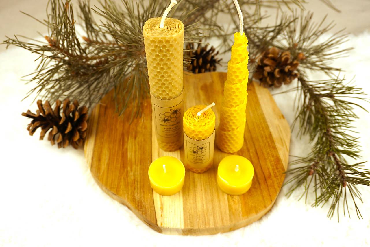 MIX sada sviečok z včelieho vosku