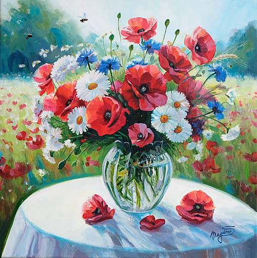 Obrazy - Obraz Žiarivé červené maky ORIGINÁL 50x50 cm - 17922568_