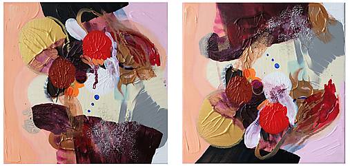 Obrazy - Obraz DUET Bordová Bordeauxového vína ORIGINÁL 2 ks po 30x30 cm - 17922640_