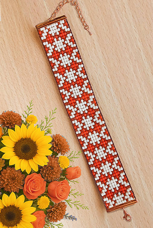 Náramky - Škoricová šelma - korálkový náramok - 17924533_