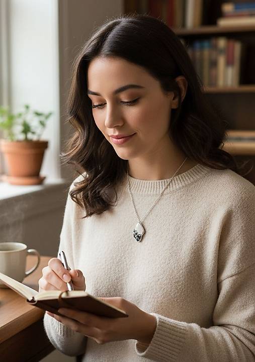 Náhrdelníky - Živicový náhrdelník s turmalínom, nerezová oceľ - 17922436_