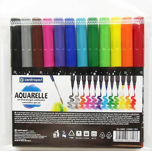 - 50% akvarelové popisovače, 12 ks, Centropen, pôvod. cena 13,50€