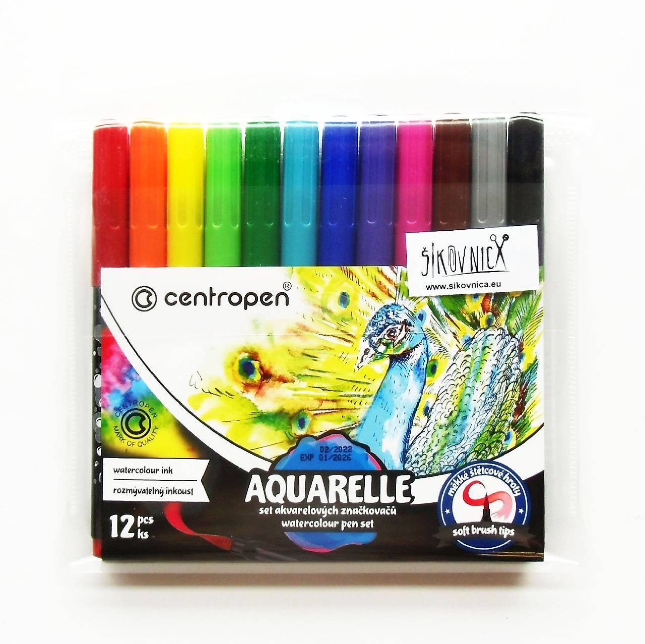 - 50% akvarelové popisovače, 12 ks, Centropen, pôvod. cena 13,50€