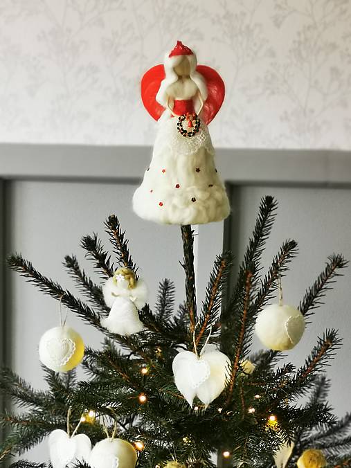 Dekorácie - Anjel na špic stromčeka - 17926123_