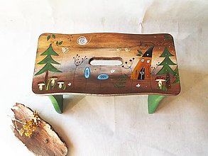 Nábytok - Maľovaný šamlík, hokerlík - "V lese" - 17925890_