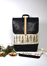 Batohy - Ruksak (bavlna, ľan, koža) stromčeky - 17926278_