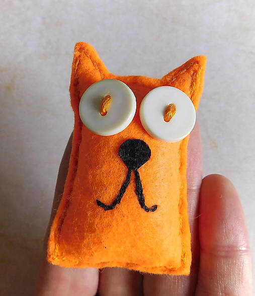 Hračky - mačka / mačička do vrecka pomarančová neon - Výpredaj! - 17928574_