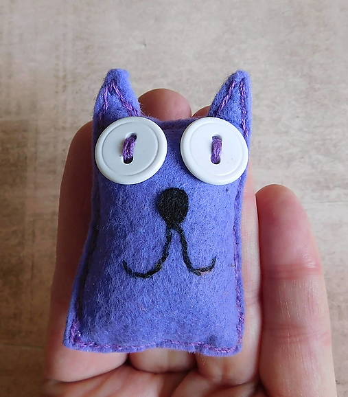 Brošne - mačka / mačička do vrecka okatá levanduľová - Výpredaj! - 17928581_