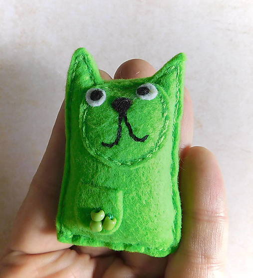 Hračky - mačka / mačička do vrecka svetlá zelená - Výpredaj! - 17928587_