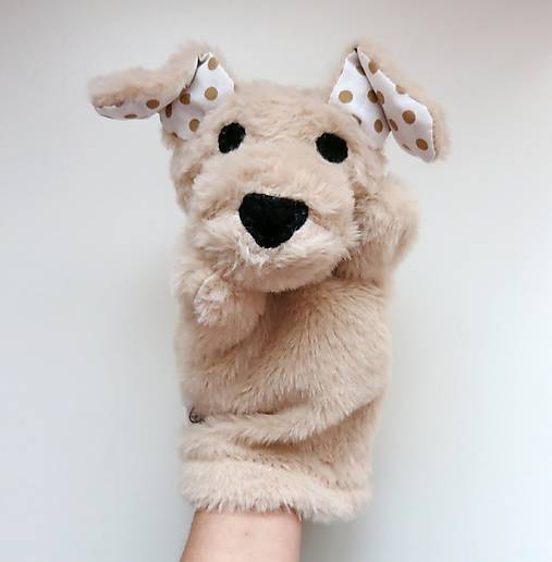 Maňuška psík chlpatý - Béžový s bodkovými uškami