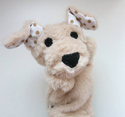 Maňuška psík chlpatý - Béžový s bodkovými uškami