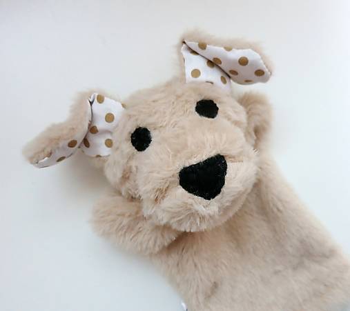 Maňuška psík chlpatý - Béžový s bodkovými uškami