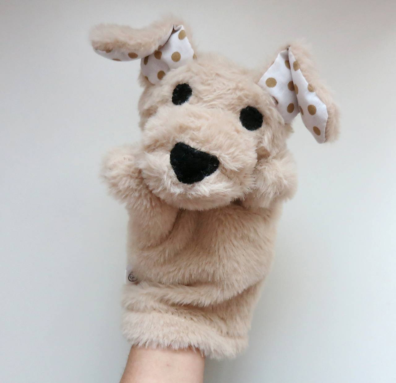 Maňuška psík chlpatý - Béžový s bodkovými uškami