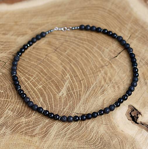 Pánske šperky - Pánsky náhrdelník - láva, hematit, ónyx - 17927983_